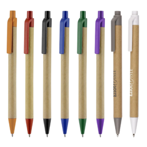 500 x Recycled Card Sustainable Ballpens - Custom Printed With Your Logo