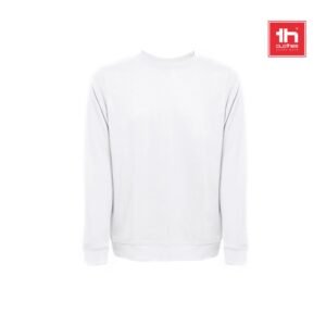 THC COLOMBO WH. Unisex sweatshirt in Italian with ribbed collar, cuffs and waistband. White