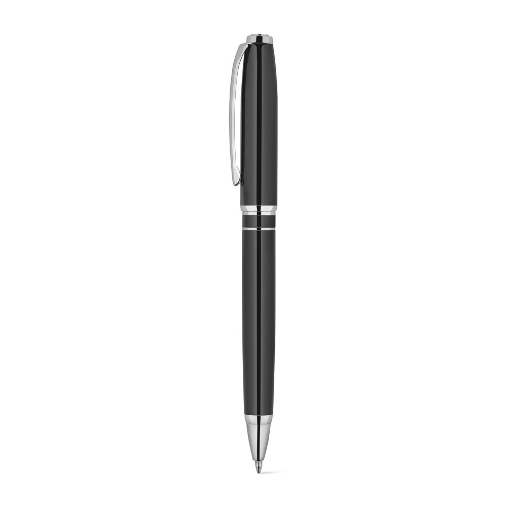 SARAMAGO. Premium set comprising 1 ballpoint pen and 1 rollerball pen in copper and stainless steel, with blue ink