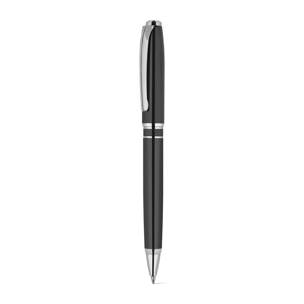 SARAMAGO. Premium set comprising 1 ballpoint pen and 1 rollerball pen in copper and stainless steel, with blue ink