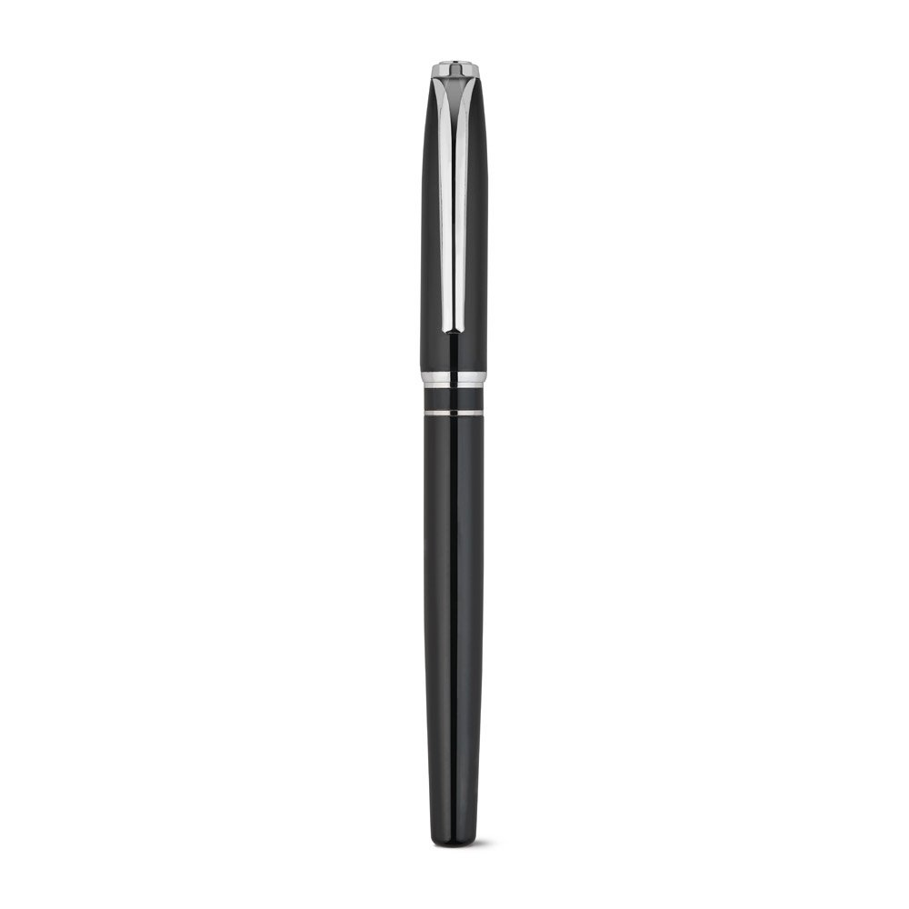 SARAMAGO. Premium set comprising 1 ballpoint pen and 1 rollerball pen in copper and stainless steel, with blue ink