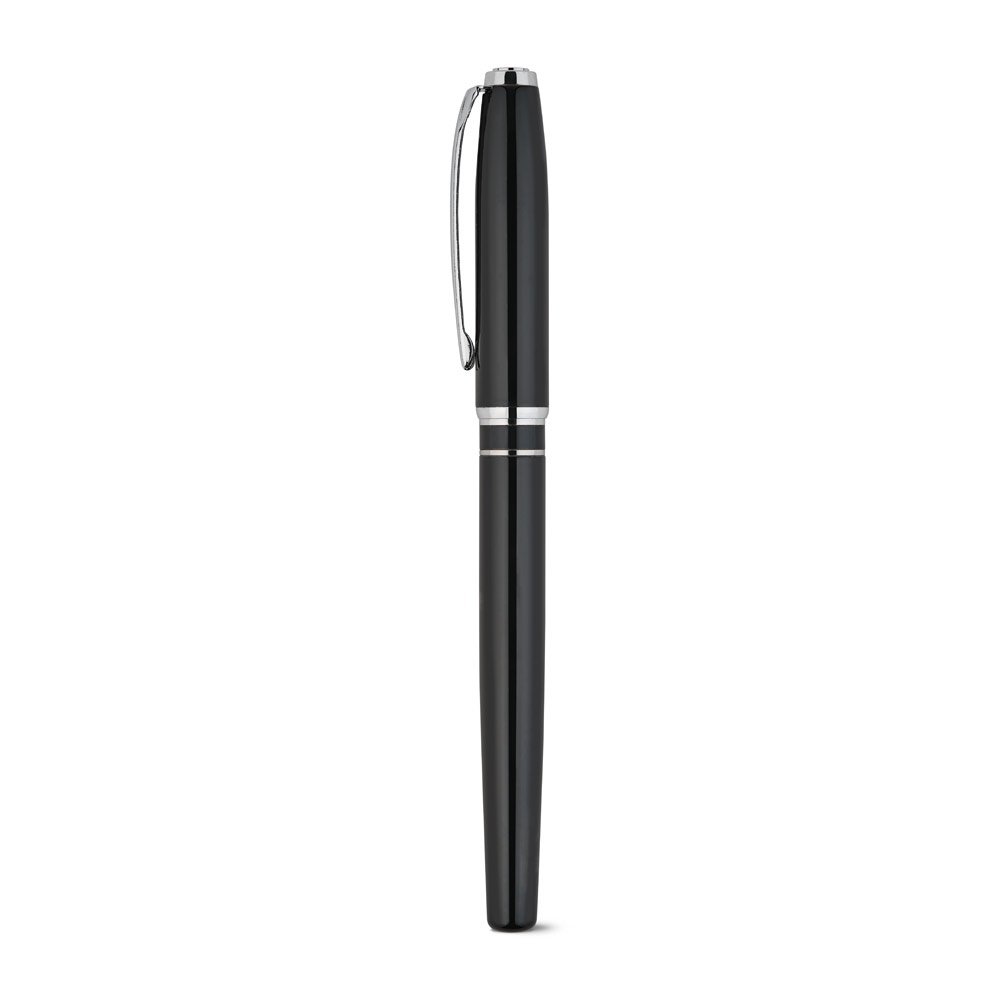 SARAMAGO. Premium set comprising 1 ballpoint pen and 1 rollerball pen in copper and stainless steel, with blue ink