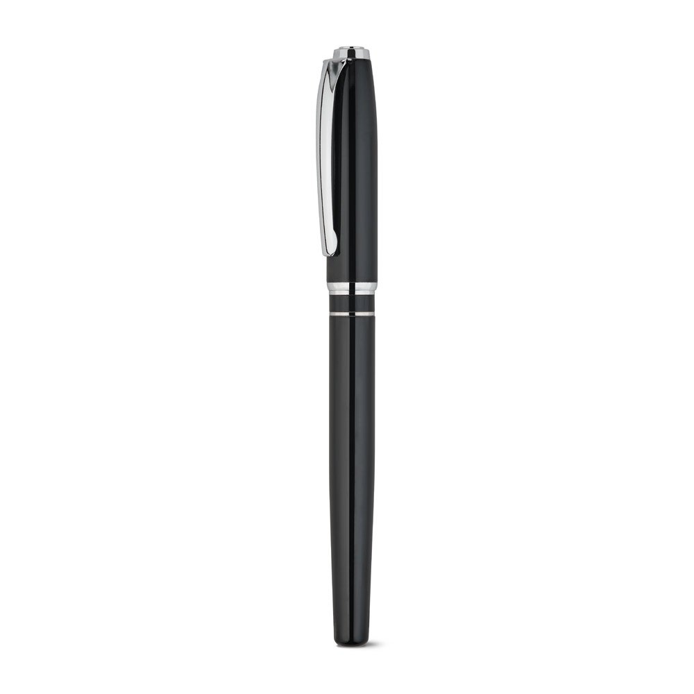 SARAMAGO. Premium set comprising 1 ballpoint pen and 1 rollerball pen in copper and stainless steel, with blue ink
