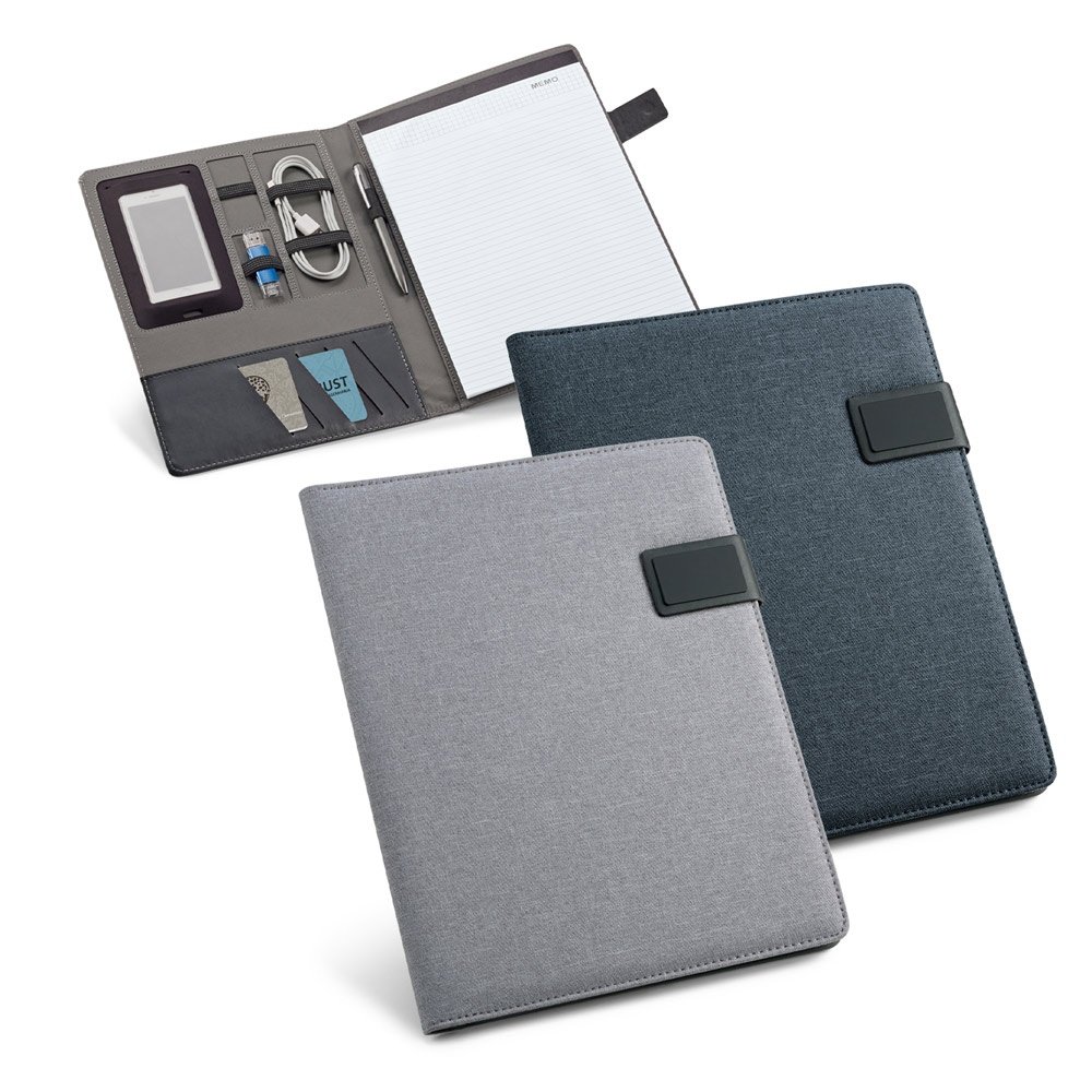 RIORDAN. A4 folder in imitation linen and PU with lined pages