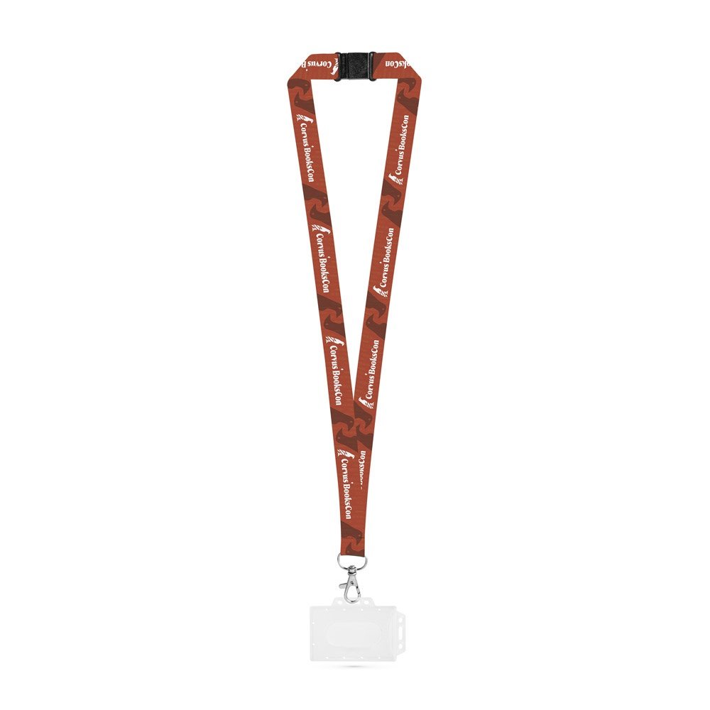 CARLISLE. SET Lanyard SUBLIMATION Long II (20 mm) with Hook Trigger Snap 20 mm , safety lock and rigid ID badge / card holder 91 x 68 mm