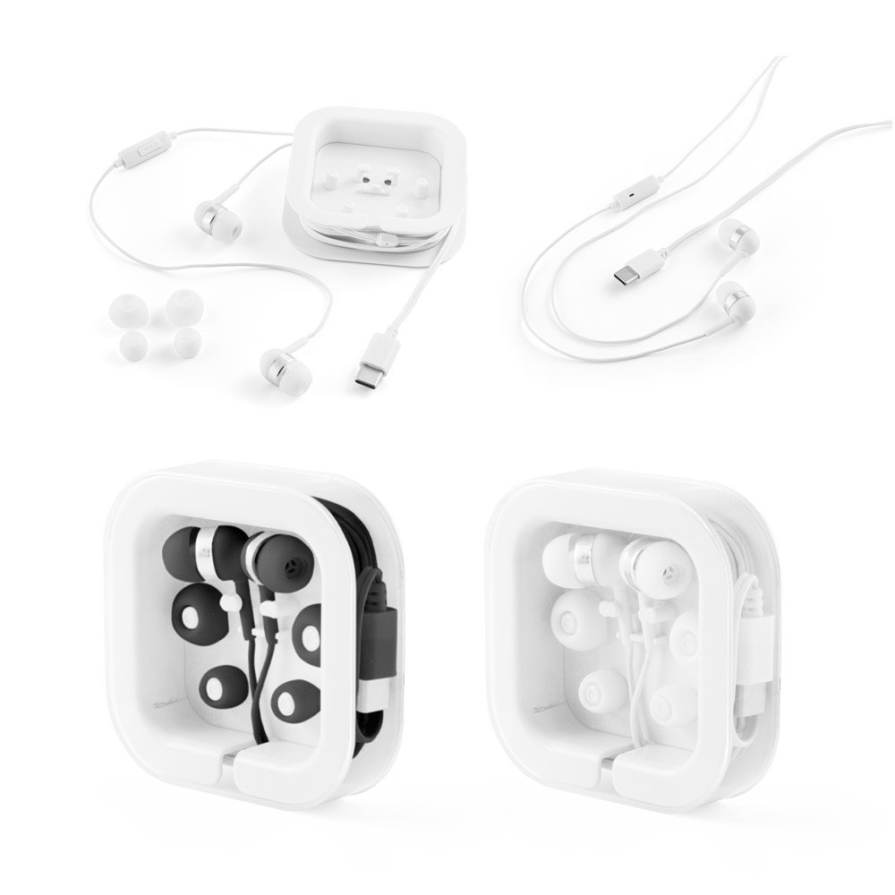 PRESLEY. Earphones with 1'2 metre USB-C cable and built-in ABS microphone